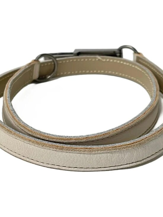 CHANEL Beige Silver Leather Hardware Belt